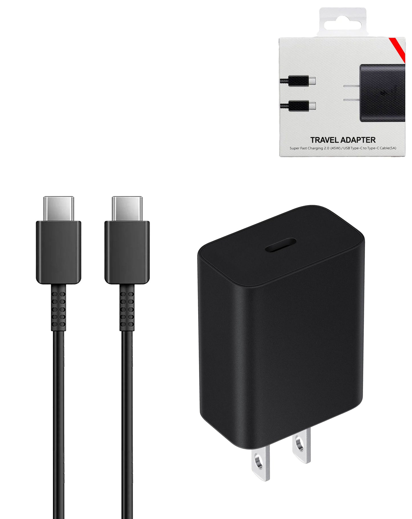 25W PD USB-C Super Fast Wall Charger Adapter with Fast Charging Cable (BLACK)