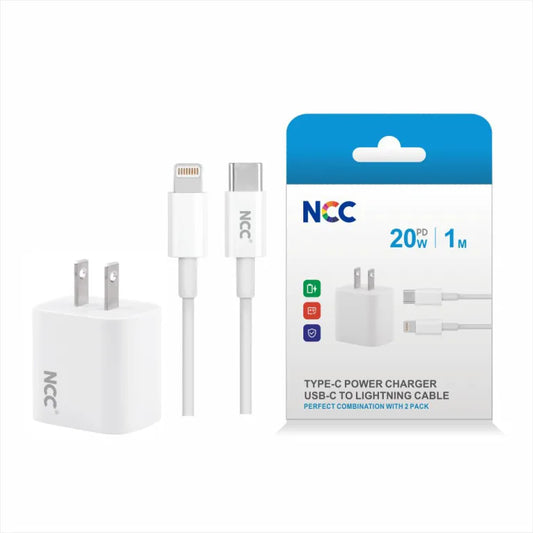 NCC C14 Charger Set Type-C to Lightning US Plug 20W