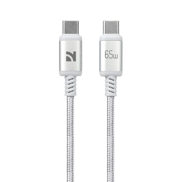 NCC Type-C to Type-C Braided Aluminium Fast Charging Cables 1.2m - 65W - White