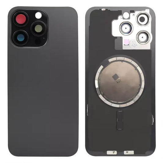 Replacement For iP 15 Pro Max Back Glass Panel With Magsafe Magnet-Black Titanium (NO LOGO)