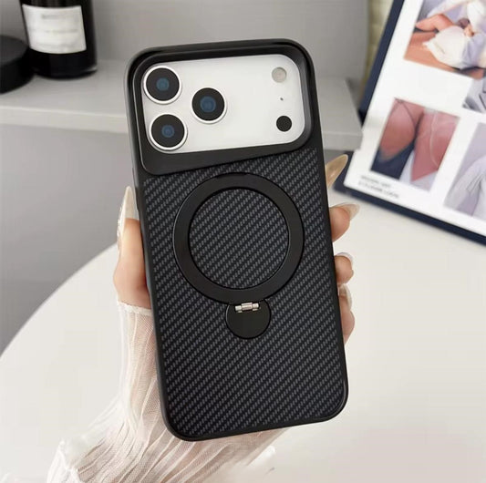 iPhone 17 Pro Max Carbon Fiber Kickstand Case (With Retail Box) | Black