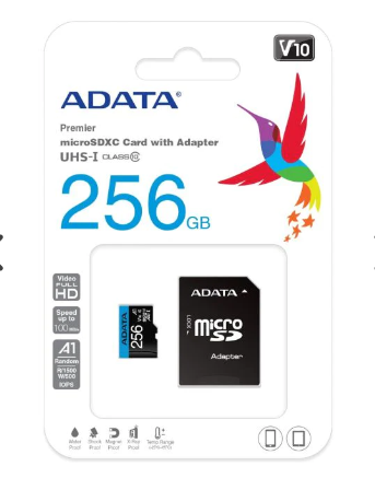 ADATA MicroSD Card With Adapter Class 10 256GB