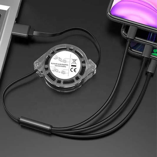 3 in 1 Retractable Type c USB C Android Mobile Phone Charger Fast Charging Cable for iPhone 15 Plus 14 13 12 Pro Max 11 X XR XS
