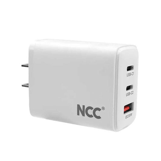 NCC 30W GaN 3-Port Wall Charger (USB-A & Dual Type-C)