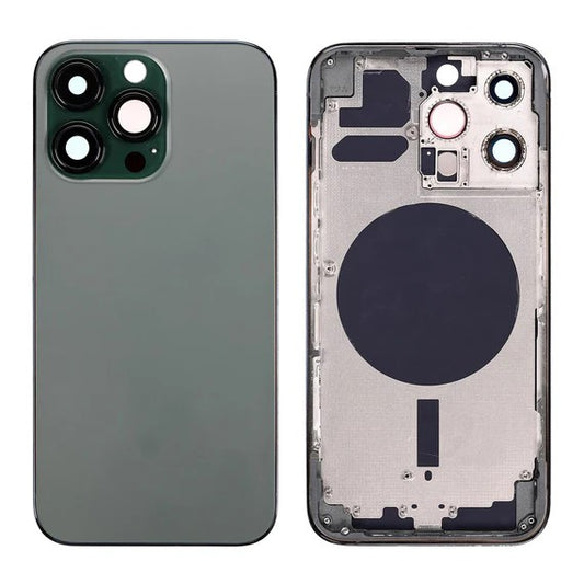 Back Glass With 3M Adhesive Compatible For iP 13 Pro (NO LOGO) (Alpine Green)