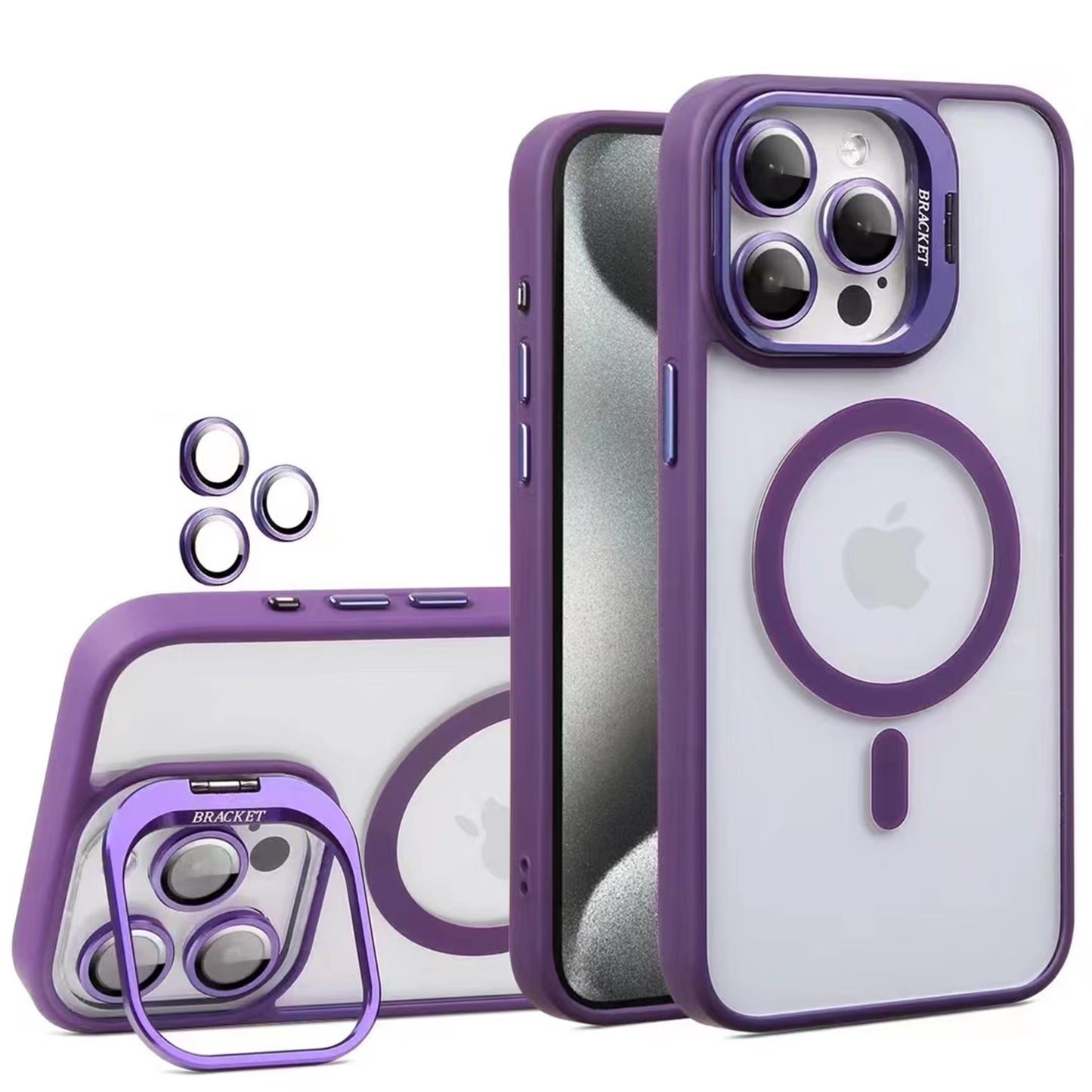 iPhone Case with MagSafe Built-in Stand & Camera Lens Protector