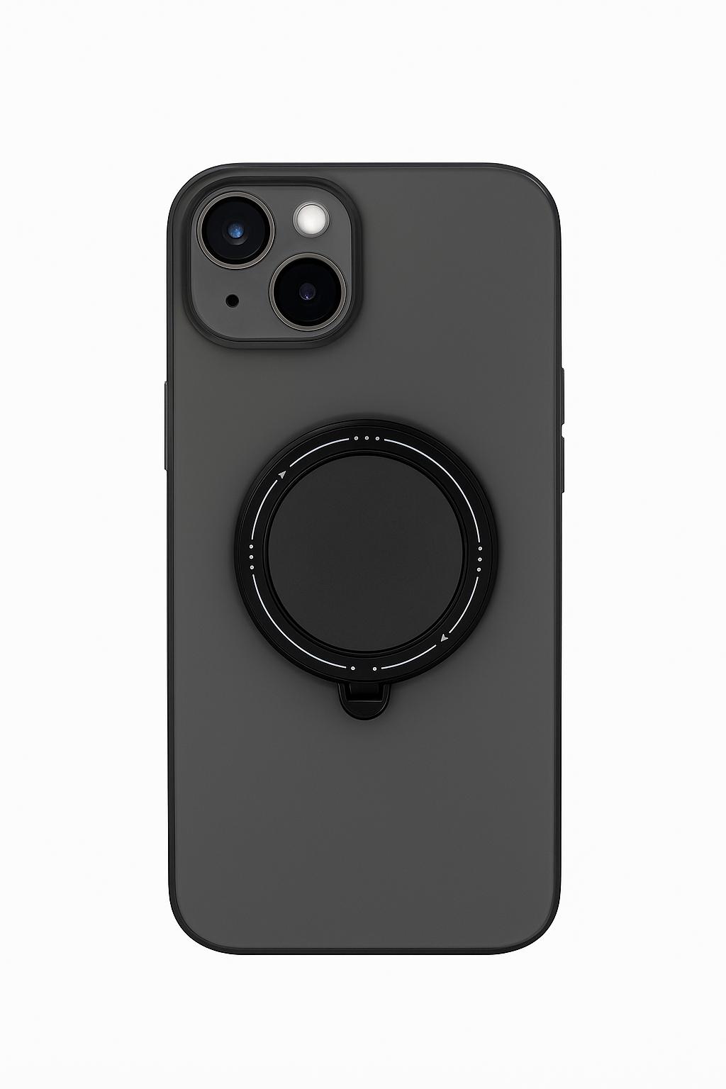 iPhone 13/14/15 Matte Magnetic Kickstand Case (With Retail Box) | Black