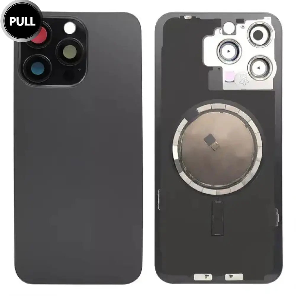 Back Glass iPhone 15 pro (BLACK) (OEM Pull A Grade) with Wireless NFC Charging Flex and MagSafe Magnet