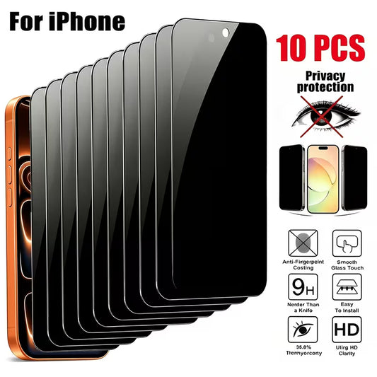 Privacy Tempered Glass Screen Protector for iPhone (10 Pack)