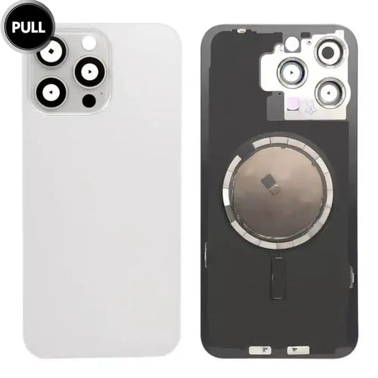 iPhone 15 Pro Max Back Glass (WHITE) (OEM Pull A Grade) with Wireless NFC Charging Flex and MagSafe Magnet