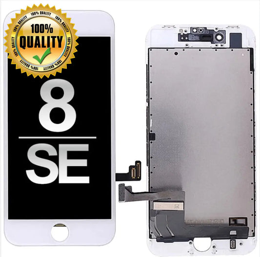 Iphone Se (2020 / 2022) 8 Lcd Assembly W/ Steel Plate (White) (High Quality)