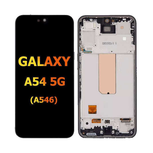 OLED Screen Digitizer Assembly with Frame for Samsung Galaxy A54 5G A546 (Aftermarket) (for America Version)- white