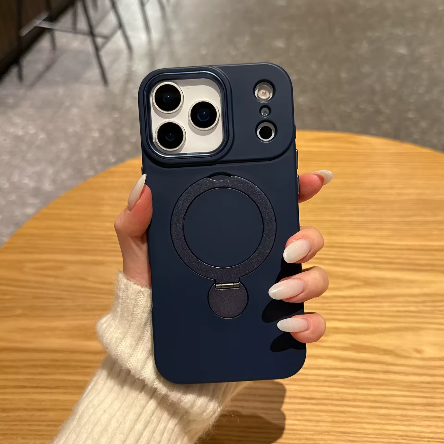 iPhone 17 Pro Max (Blue) Plain Liquid 360-MagStand Case