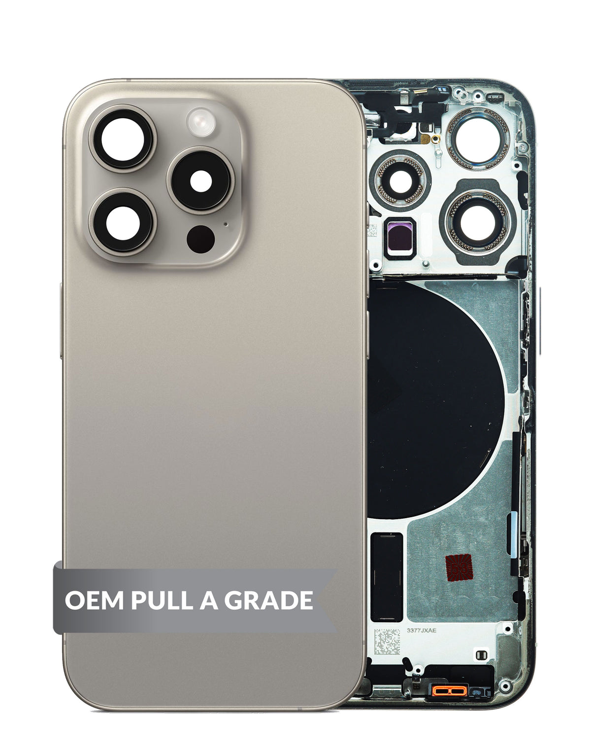 Replacement For iPhone 15 Pro Back Cover Full Assembly-Natural Titanium (NO LOGO)