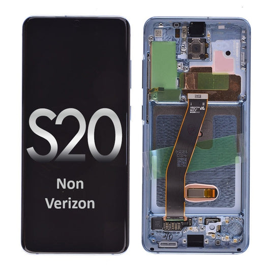 OLED Screen Digitizer with Frame Replacement for Samsung Galaxy S20 G980/ S20 5G G981 (Premium) - Cloud Blue (Excluding Verizon)