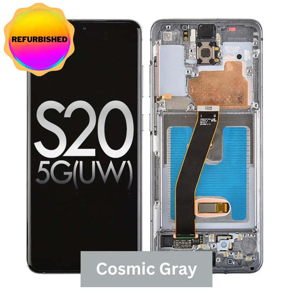 Oled Screen Digitizer Assembly With Frame For Samsung Galaxy S20 5G Uw G981V - Cosmic Gray