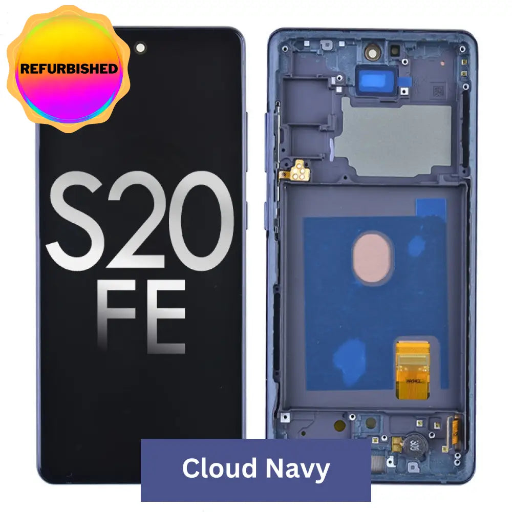 Oled Screen Digitizer Assembly With Frame For Samsung Galaxy S20 Fe G780 (Premium) - Cloud Navy