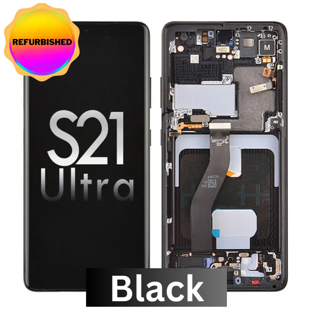 Oled Screen Digitizer Assembly With Frame For Samsung Galaxy S21 Ultra 5G G998 - Black