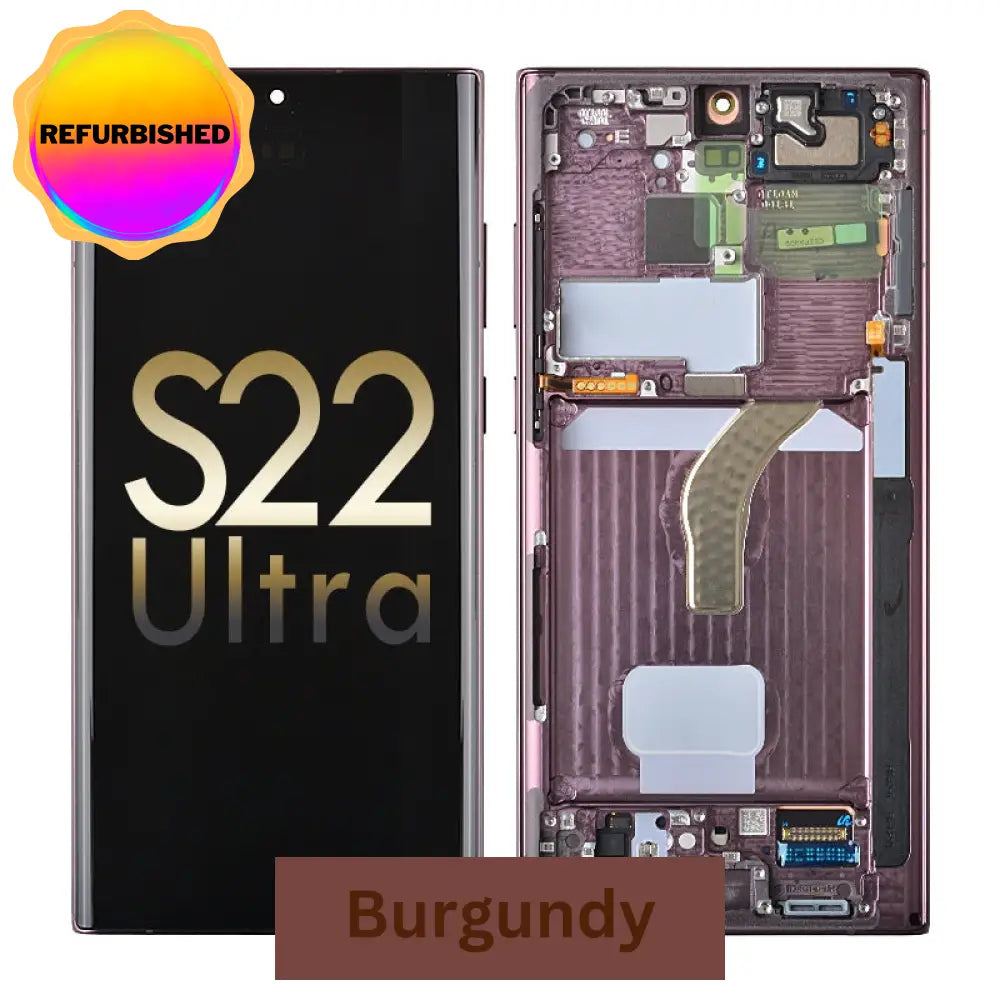 Oled Screen Digitizer Assembly With Frame For Samsung Galaxy S22 Ultra 5G (Us Version) - Burgundy