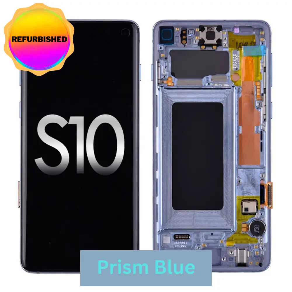 Oled Screen Digitizer With Frame Replacement For Samsung Galaxy S10 G973 (Premium) - Prism Blue