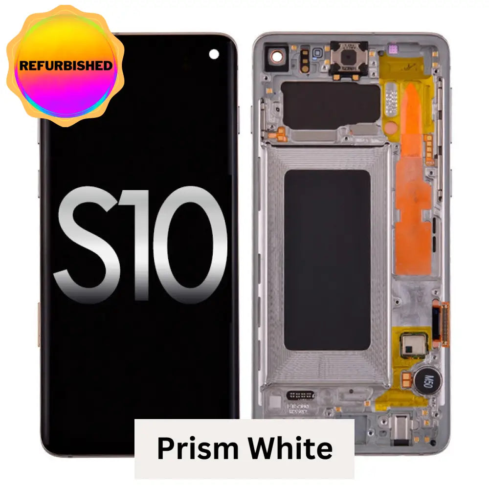 Oled Screen Digitizer With Frame Replacement For Samsung Galaxy S10 G973 (Premium) - Prism White