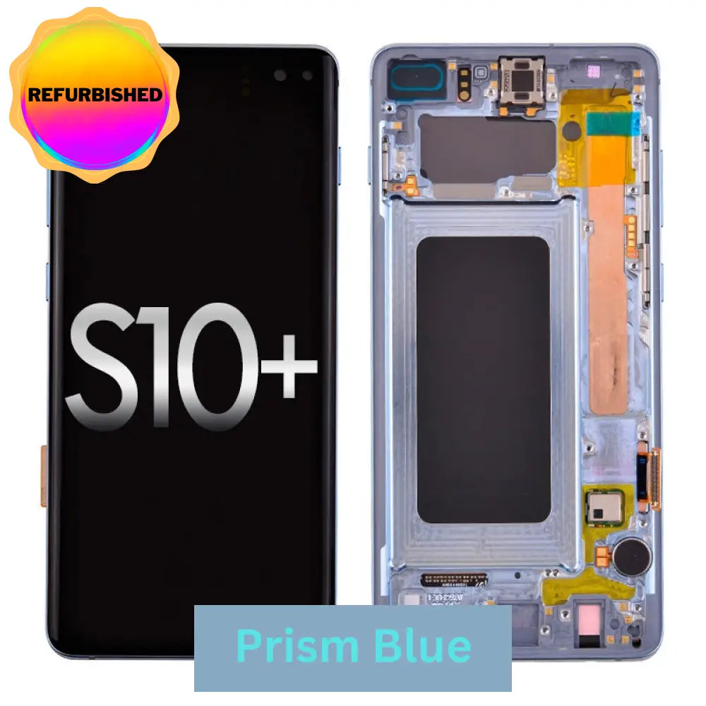 Oled Screen Digitizer With Frame Replacement For Samsung Galaxy S10 Plus G975 (Premium) - Prism Blue