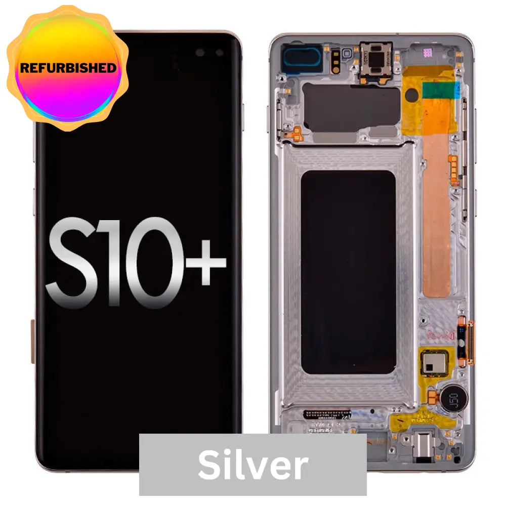Oled Screen Digitizer With Frame Replacement For Samsung Galaxy S10 Plus G975 (Premium) - Silver