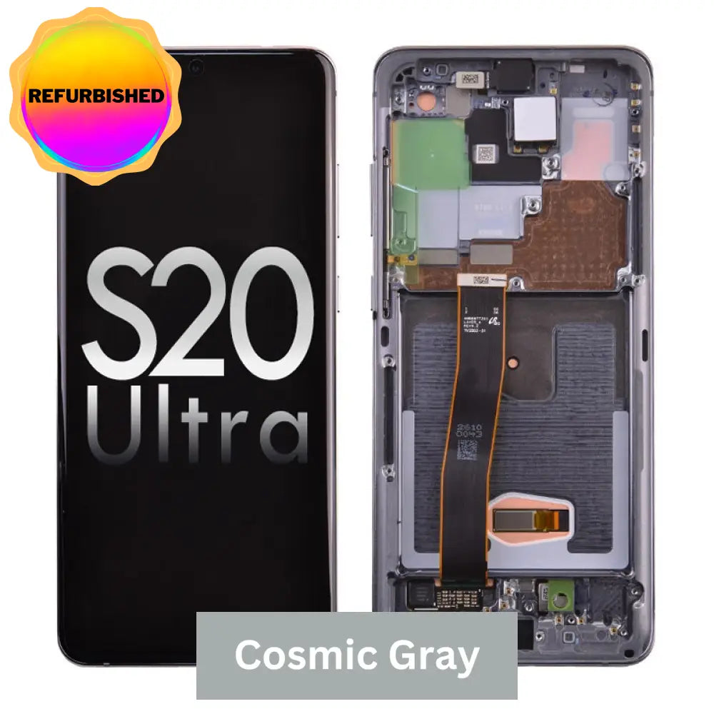 Oled Screen Digitizer With Frame Replacement For Samsung Galaxy S20 Ultra - Cosmic Gray