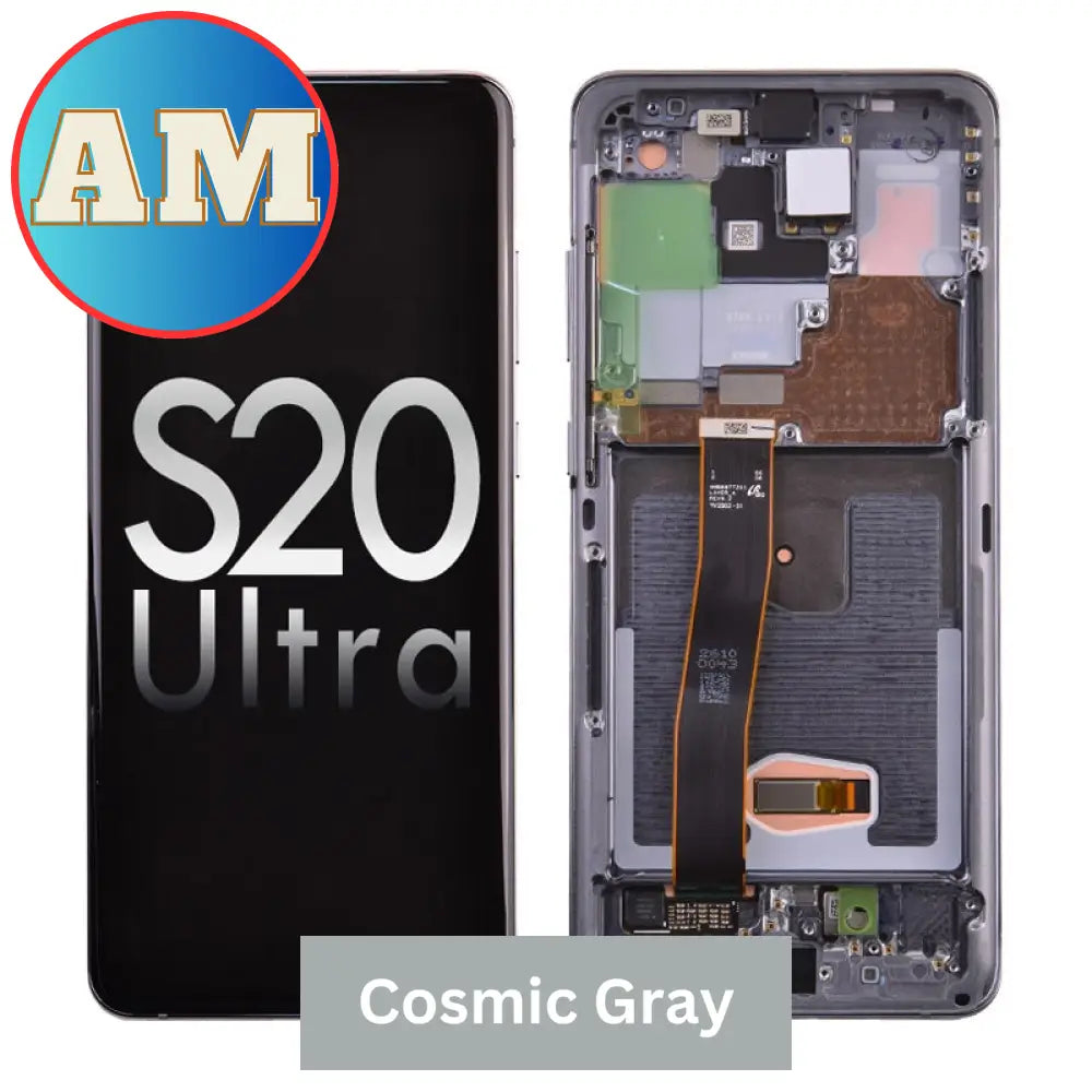 Oled Screen Digitizer With Frame Replacement For Samsung Galaxy S20 Ultra - Cosmic Gray