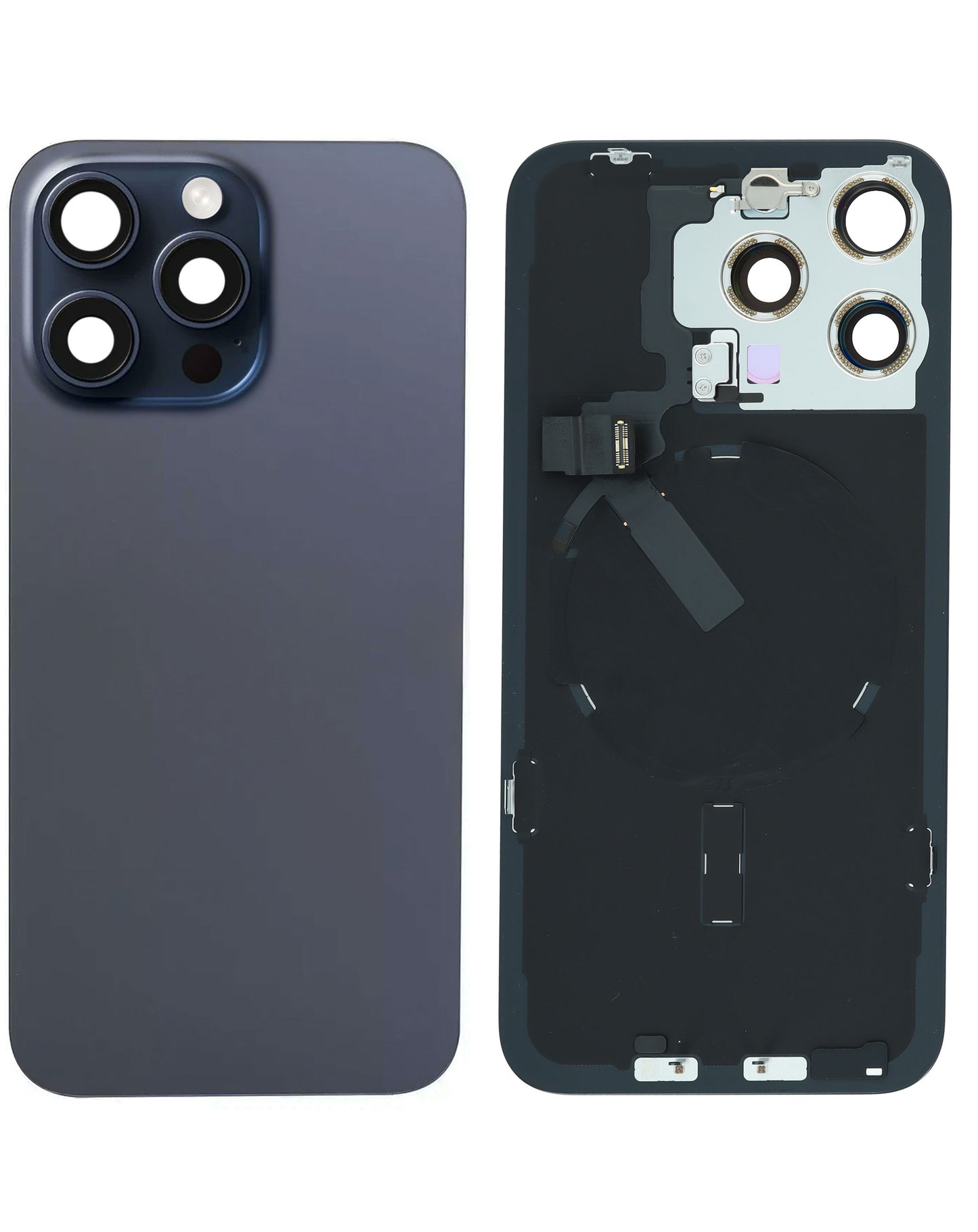 iPhone 15 Pro Max Back Glass (BLUE) (OEM Pull A Grade) with Wireless NFC Charging Flex and MagSafe Magnet