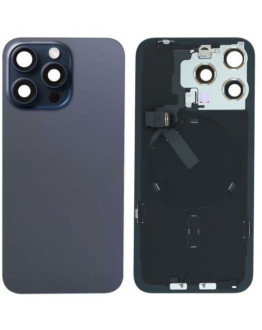 iPhone 15 Pro Max Back Glass (BLUE) (OEM Pull A Grade) with Wireless NFC Charging Flex and MagSafe Magnet