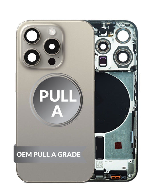 Replacement For iPhone 15 Pro Back Cover Full Assembly-Black Titanium (NO LOGO)