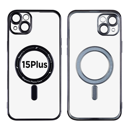 Magnetic Soft Phone Case for iPhone 15 Plus - Silver