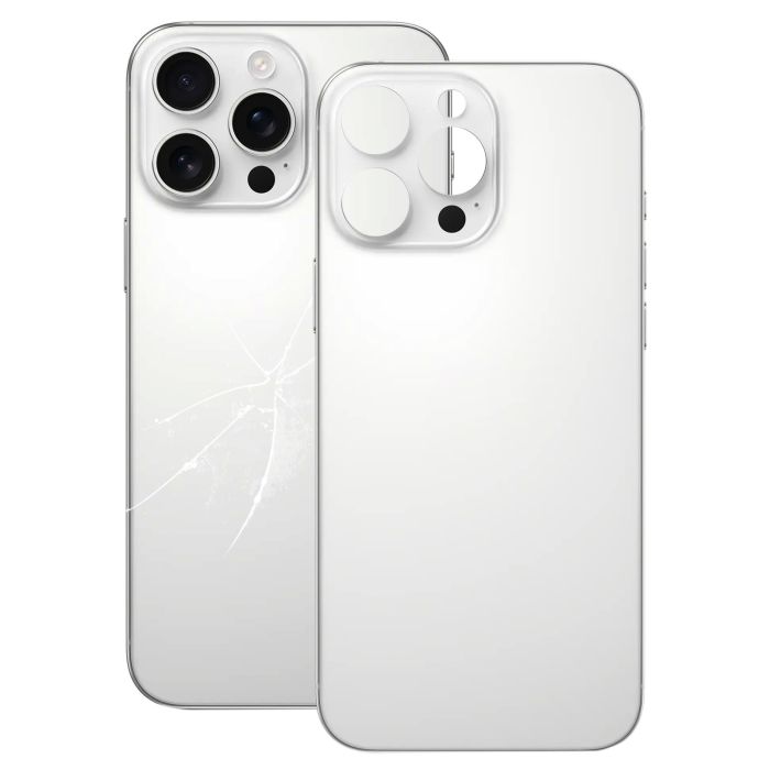 Replacement For iPhone 16 Pro Back Glass Panel With Magsafe Magnet- White titanium (NO LOGO)