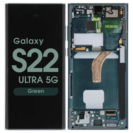 OLED SCREEN DIGITIZER WITH FRAME REPLACEMENT FOR SAMSUNG GALAXY S22 ULTRA 5G S908 (AFTERMARKET) -GREEN