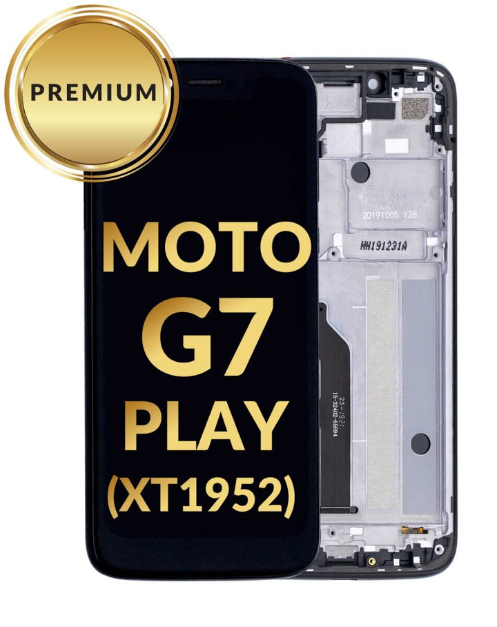 Motorola Moto G7 Play (XT1952) LCD Assembly with Frame (BLACK) (Premium/Refurbished)